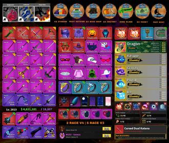 🐲Blox Fruit | 5 Perm [Dragon, Kitsune, Gravity] + ALL Gamepass + Perm Empyrean & Crimson Skin + Rot Blessing + ALL Melee V2 + 6 Mythical Accessory