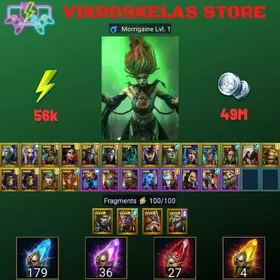 Starter with Morrigaine + Shards : 179 Ancient, 36 Void, 27 Primal, 4 Sacred | Ninja + 20 Login Legendary | Mine max