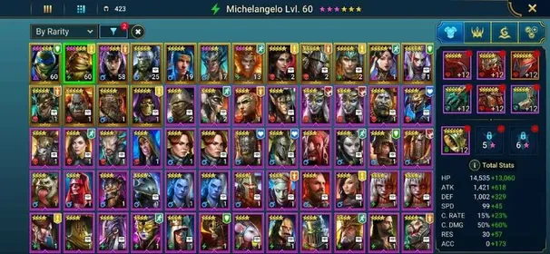 RSL# 287➤ 2x TMNT➤Leonardo 15K➤Michelangelo 19K➤21M Silver➤548 Mystery➤Lady Mikage Fusion Ready➤Lvl 27