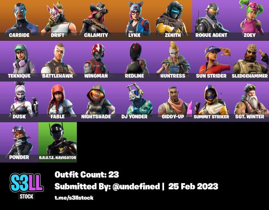 23 SKINS ORANGE JUSTICE BRUTE NAVIGATOR HOT MARAT DRIFT