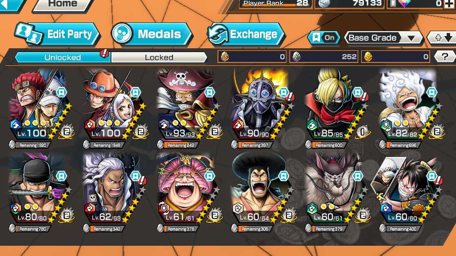 Compte OPBR - Garp V3, Kuzan, Zoro Onigashima, Roger, Kobby V3 +
