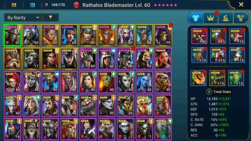 Power 1.04M | Level 56 | 13 Legendary | 39 Epic | 10.1K Energy | RSLA121