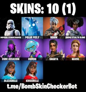 ⚡PC/PSN/XBOX⚡ 10 Skins✅Blizzabelle✅Krisabelle✅Polar Peely✅Haven✅Shanta✅Ronin✅Gumbo✅Full Access