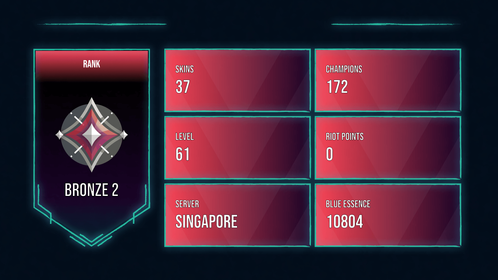 🥑 SG 🥑 37 SKINS 🥑 BRONZE 2 🥑 172 CHAMPIONS 🥑 61 LEVEL 🥑 INSTANT DELIVERY 🥑 FULL ACCESS 🥑 FR8Wv 🥑