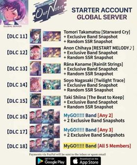 [GLOBAL SERVER]  Stars Bang Dream Our Notes Starter Account v2