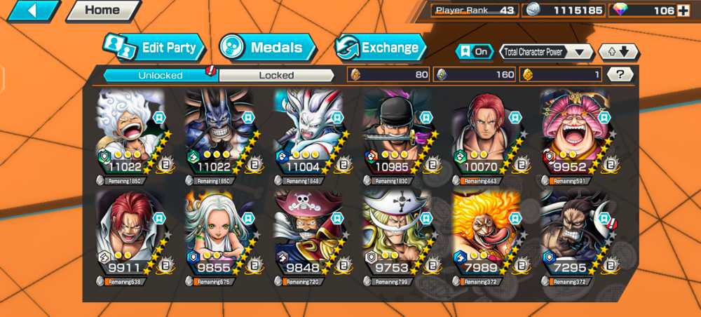 Compte Android OPBR One Piece Bounty Rush Avec 6 EX (Shanks V3, Kuzan, Roger...) - Neuf Scellé