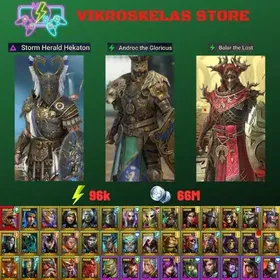 Starter acc with Hekaton : 96k energy / 66 mln coins / Androc (Mythical) / Balar, Kalvalax, Arix, Ninja + 21 Login Legendaries