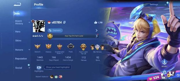 Global Hero 112 Skin 92: Limited Marco Polo, LNY24 Lady Sun, 3 Legend(Allain, Consort Yu, Li Xin) Worldly Haya, etc Log LI