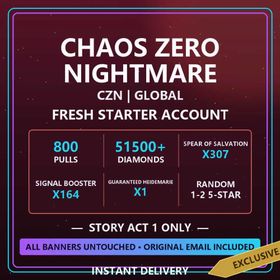 CZN Global | 360 Pulls, 20000+ Diamonds, Spear of Salvation x165, Signal Booster x65 + Random 1-2 5-Star | Fresh Starter, Story Act 1 Only