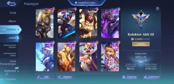 EX 347|LV 48|HERO 51|SKIN 137|EXPERT III|5 MAX EMBLEM|NATALIA COLLECTOR|CYCLOPS SPONGEBOB|AKAI ANNIVERSARY|CLINT MYTHIC|VALE GAARA|2 LIGHBORN|11 EPIC|2 BLAZING|