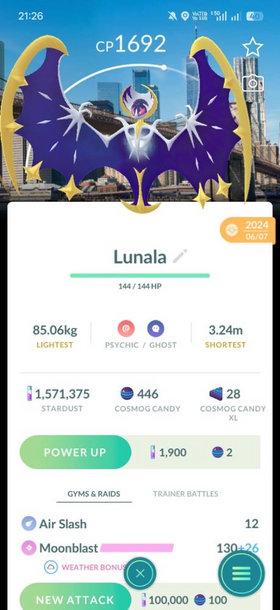 Lunala with New York Location Background For Sale via Trade