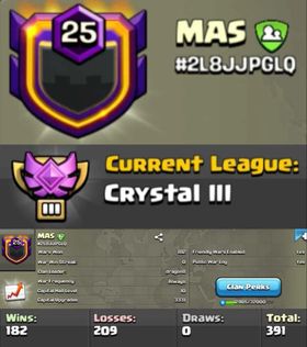 Level 25 clan || clan capital 10 maxed || crystal 3 || short name - MAS