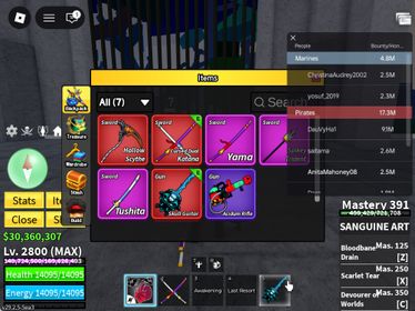 ID 535:LV 2800+SANGUINE CDK+SG RACE HUMAN V4 FULL GEAR + Yeti Inven |Unverified Account|Auto Delivery|Blox Fruits