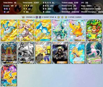 4637 ENG cards ✨Pack Hourglass 2518 ✨6 Crown (Rare Candy, Aegislash, Palkia ex, Flame Patch, Miraidon ex) ✨Total Shiny 29 ✨3*(AR+) 14