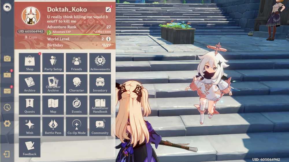 Na Ar Lv 27 Genshin Impact Account Unlock Dliuc Jean Instant Delivery