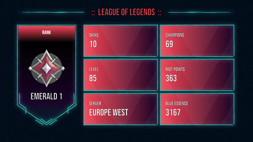 🥑 EUW 🥑 10 SKINS 🥑 EMERALD 1 🥑 69 CHAMPIONS 🥑 85 LEVEL 🥑 INSTANT DELIVERY 🥑 FULL ACCESS 🥑 FGFSQ 🥑