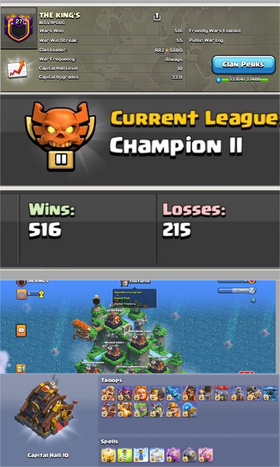 LVL 28 | 55 WWS |  THE KING’S | CHAMPION 2 LEAGUE | CC 10 MAX 3331 | GREEN  WAR LOG