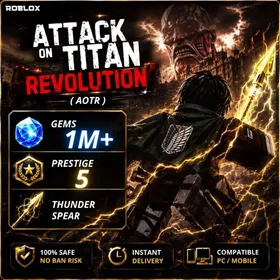 Roblox | Attack On Titan Revolution | AOTR | Gems 1M+ | Prestige 5 + | Unvertified Account