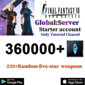 Global ✅360000+Blue Crystal+220 Random Five-Star Weapons+All kinds Five-star interchangeable volume × 5+Various Five-Star Weapon Confirmation Coupons×40+Various Memorial Lottery Box ×80 +account binding SE/Final Fantasy VII Ever Crisis