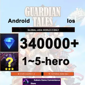 Global [Asia W2 Server]+[💎 340000+Diamonds+ 1-5 Random 3 stars-heroes + Random Exclusive Weapon | Progress 1-4 |Android/iOS