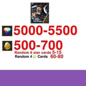 Global|IOS/Only|5000-5500RD|700-900GF|4★dragon Kaido +Random 4-Star Characters|100% Safe Account|
