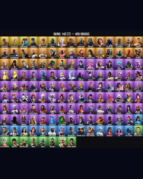 142 Skins Travis Scott ⭐️ Leviathan Axe ⭐️ Deadpool ⭐️ Meowscles ⭐️ Peely ⭐️ Midas ⭐️ Fishstick ⭐️ Poised Playmaker ⭐️ Skye ⭐️ Catalyst ⭐️ Kor ⭐️ Torin ⭐️ Erisa ⭐️ Assault Trooper ⭐️ Ruby Shadows ⭐️ Bullseye ⭐️ Tony Stark ⭐️ Surf Witch ⭐️ m246352681