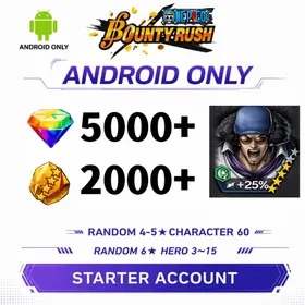 Global[ANDROID/Only][5000-5200RD][1600-2000 GF]+[4★ Kuzan] +60+ Random 4-5 Star Characters+Random 6 Star Character 3-15[Fast delivery][Beginner Account]|ONE PIECE Bounty Rush