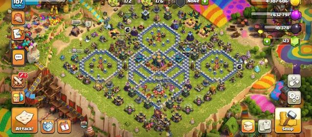TH14 MAX ID | HEROES:50-55-42-29-13 | 11x EPIC EQUIPMENT | 4xSCENERY | NC-500 | XP-107 | BLUE WALLS | LOTS OF MAGIC ITEM | 1405
