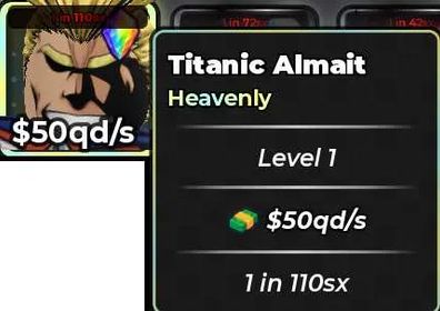 Titanic Almait - Heavenly Units - 1 in 110SX - Anime Dice Fast Delivery
