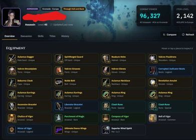 AION 2 EU Kromede TOP 1 ASSASSIN | 100K POWER | 2200 GS | 145/200 Collection | Active Subscription