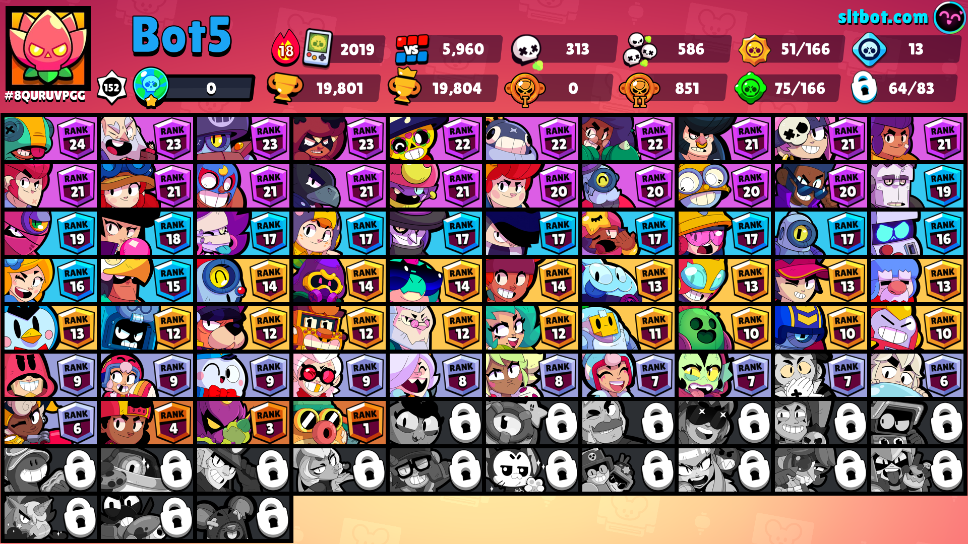 Lvl 151 + 62 Brawler (7 legend) SPIKE + CROW + LEON + SANDY + AMBER