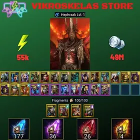 Starter with Hephraak + Shards : 177 Ancient, 36 Void, 26 Primal, 4 Sacred | Ninja + 19 Login Legendary | Mine max
