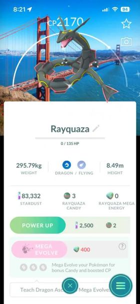 Shiny Rayquaza San Francisco Background (20k SD Trade or Mini Account)