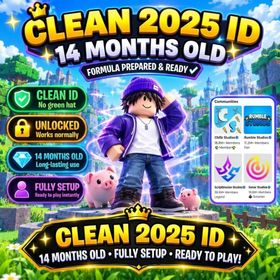 🔥 FOR SALE: CLEAN 2025 ROBLOX ID (14 Months Old / Fully Setup & Ready to Play!)