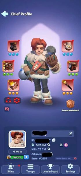 3 - FC 8 | Power 533M | VIP 10 | Full Helios | 136k Gems | Total Skin 55 | INSTANT DELIVERY!