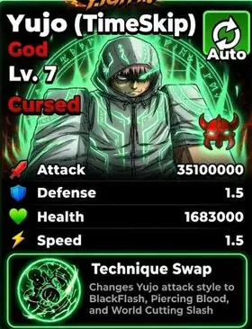 👑 Roll Anime to Fight | Yujo (TimeSkip) God Lv. 7 Cursed | Trait Cursed 👑