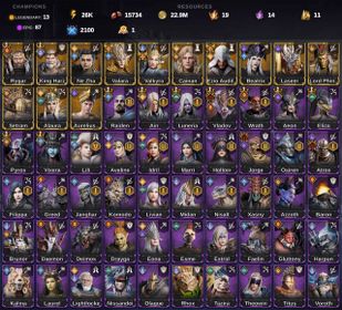 ⚔️ Rygar ✨ King Harz ✨ Valara | ⚡ 13 Legendary · 14 Lords · 87 Epic
