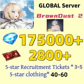 [GLOBAL]170000 Diamonds+Beachside Angel Teresse| Single draw coupon:2800 |Five-star coupons*2 + random 40-80 five-star + 20-50 UR weapons|[Fast delivery]BrownDust 2 Account BDust 2