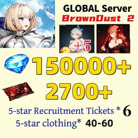 [GLOBAL]150000+ Diamonds +Beachside Angel Teresse（+5）+Hedonist Liberta| Single draw coupon:2700+|5-star Recruitment Tickets *6|Five-star coupons*3-5 + random 40-60 five-star clothing+ 80-160 UR weapons|[Fast delivery]BrownDust 2 Account BDust 2