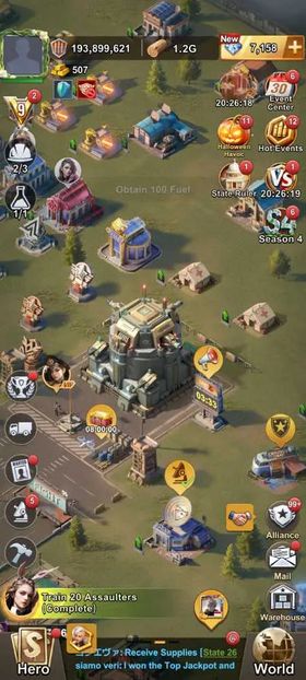 LZ065 | Buy 1 Get 1  | 250M/203M Peak Power | State 296/272 | HQ 34/31 9 | VIP 7 | 15 S Heroes | 115M Squad | 7K Gems
