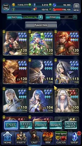 GLOBAL|Rank 26|All Brave Frontier,Arkh KoD,SS Lenius,E Lonardo,Telestio,MP Lucia,G Lilaha,etc|4UR,2LR,57SSR Ark|CodeOnly|LC1552