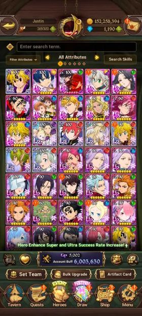 Global, 1.246💎Newest UR Gawain, 6 Mil buff, 7LR + 11UR + 10 collab chars : 6 Rezero chars + Full Gachiakuta, have newest UR Gawain 1/6 + UR Nemesis Meliodas 2/6 + UR MerlinEscanor 3/6 + Special Reward Box, Main Story only at chap 6 + side story all fresh untouch"