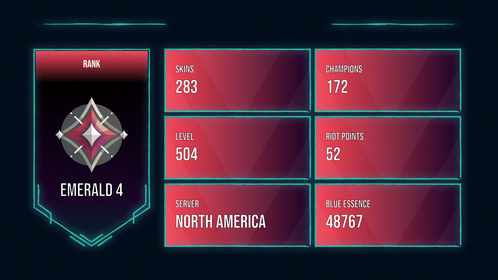 🥑 NA 🥑 283 SKINS 🥑 EMERALD 4 🥑 172 CHAMPIONS 🥑 504 LEVEL 🥑 INSTANT DELIVERY 🥑 FULL ACCESS 🥑 FBNQ3 🥑