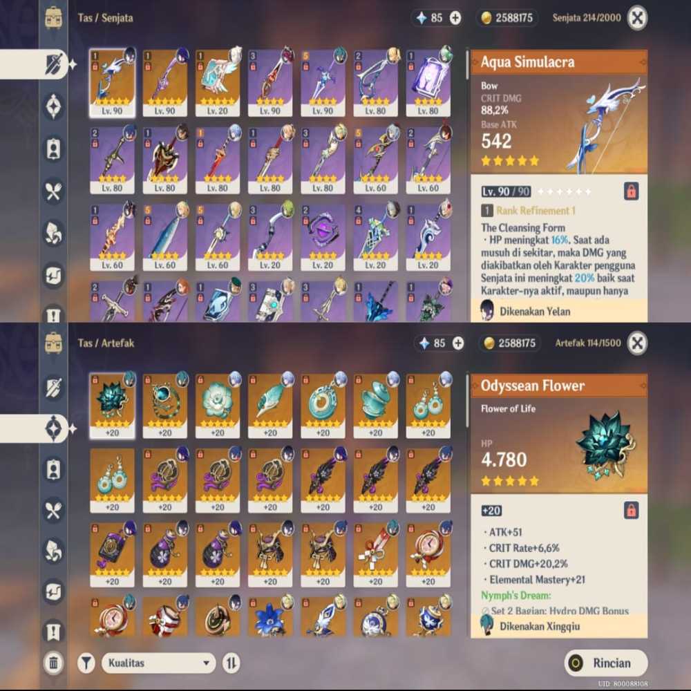 [Asia] Raiden Yelan ( Signature Weapon) Ganyu Ayato Kokomi Dehya