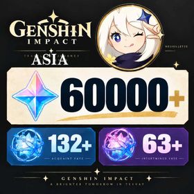 Asia/AR50+60000+ Primogems/Acquaint Fate：130+/Intertwined Fate：63+/Email or Microsoft account/Genshin Impact