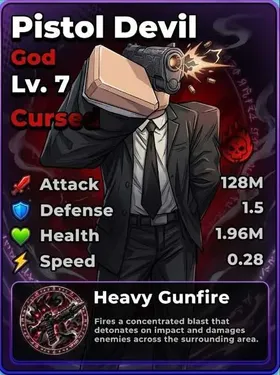 👑 (TOP DPS 400M) Pistol Devil Lv.7 Cursed | Trait Cursed | Roll Anime to Fight! |👑
