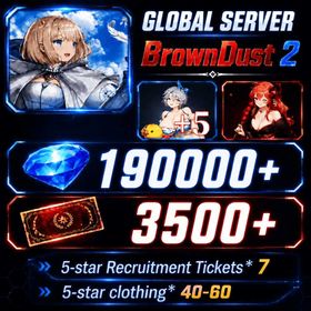 [GLOBAL]190000+ Diamonds +Beachside Angel Teresse（+5）+Hedonist Liberta| Single draw coupon:3500+|5-star Recruitment Tickets *6|Five-star coupons*3-5 + random 40-60 five-star clothing+ 80-160 UR weapons|[Fast delivery]BrownDust 2 Account BDust 2