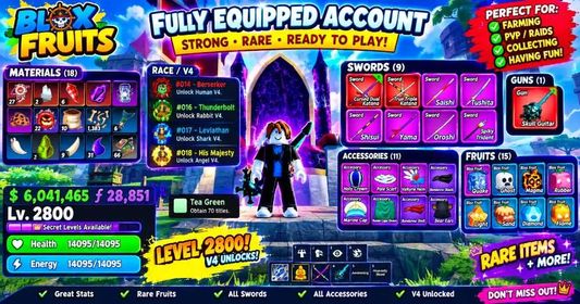 🔥 MAX LEVEL BLOX FRUITS ACCOUNT | 4 RACES V4 | 4 RACE V3 | CDK | GODHUMAN | UNVERIFIED | NO EMAIL | READY TO PLAY | BLOX FRUIT | BLOX FRUITS | BLOXFRUIT | BLOXFRUITS | AUTO DELIVERY