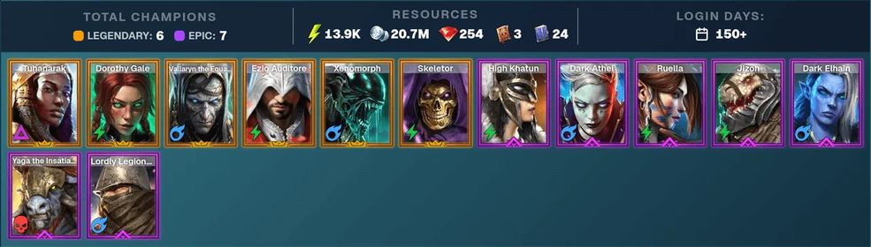 ⭐ Tuhanarak ✨ Skorid ✨ Walking | ⚡ 9 Legendary · 9 Epic · 264 Gems