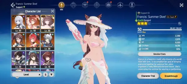 NA Global lvl 50 || Verna Summer, Francis Summer, Jiwon, Flare, Ophelia, Sangun || 2 Sign + many resources